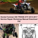 Honda Foreman 500 TRX500 ATV 2014-2017 Service Repair Workshop Manual Pdf