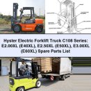 Hyster Electric Forklift Truck C108 Series: E2.00XL (E40XL) E2.50XL (E50XL) E3.00XL (E60XL) Spare Parts List