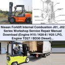 Nissan Forklift Internal Combustion J01 J02 Series Workshop Service Repair Manual (H15/H20-II/H25 LPG, TD27/BD30 Diesel)