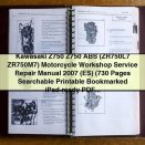 Kawasaki Z750 Z750 ABS Motorcycle Workshop Service Repair Manual 2007
