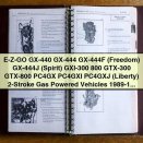 E-Z-GO GX-440, GX-444, GX-444F (Freedom), GX-444J (Spirit), GXI-300, 800, GTX-300, GTX-800, PC4GX, PC4GXI, PC4GXJ (Liberty) 2-Stroke Gas Powered Vehicles 1989-1993 Service Repair Workshop Manual