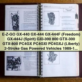 E-Z-GO GX-440, GX-444, GX-444F (Freedom), GX-444J (Spirit), GXI-300, 800, GTX-300, GTX-800, PC4GX, PC4GXI, PC4GXJ (Liberty) 2-Stroke Gas Powered Vehicles 1989-1993 Service Repair Workshop Manual