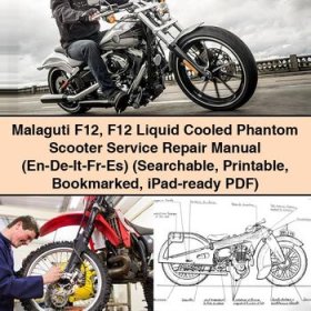 Malaguti F12 F12 Liquid Cooled Phantom Scooter Service Repair Manual (En-De-It-Fr-Es) (Searchable Bookmarked iPad-ready)