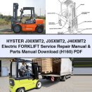 HYSTER J30XMT2 J35XMT2 J40XMT2 Electric Forklift Service Repair Manual & Parts Manual (H160)